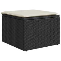 9-delige Loungeset met kussens poly rattan zwart - thumbnail