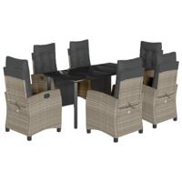 7-delige Tuinset met kussens poly rattan grijs - thumbnail