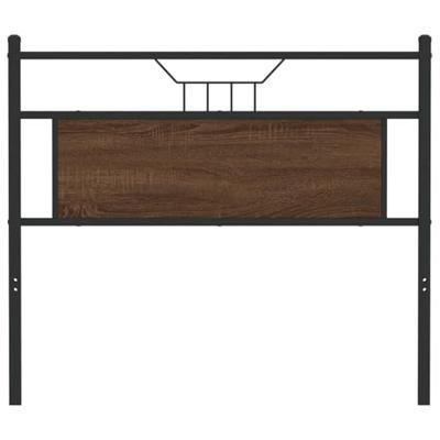 Hoofdbord 100 cm bewerkt hout en staal bruin eikenkleurig