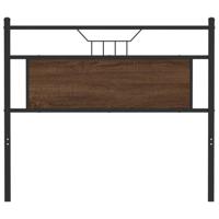 Hoofdbord 100 cm bewerkt hout en staal bruin eikenkleurig - thumbnail