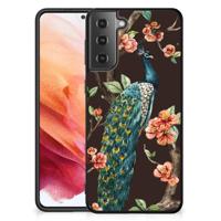 Samsung Galaxy S21 Dierenprint Telefoonhoesje Pauw met Bloemen - thumbnail