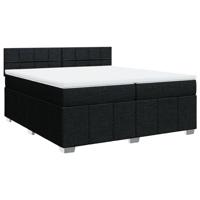 Boxspring met matras stof zwart 200x200 cm - thumbnail