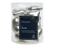 Decoris kersthangers glas hart 12st zilver - thumbnail