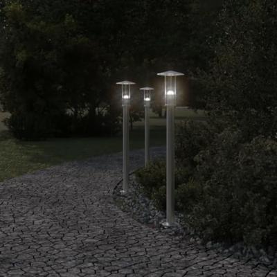 VidaXL Vloerlamp voor buiten 3 st 100 cm roestvrij staal zilverkleurig