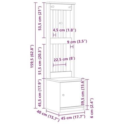 Halboom SANDENS 45x40x159,5 cm massief grenenhout