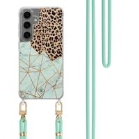 Samsung Galaxy S24 Plus hoesje met mint koord - Luipaard marmer mint - thumbnail