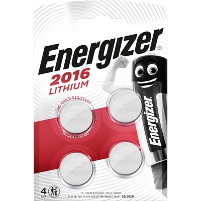 Energizer knoopcellen lithium CR2016, blister van 4 stuks