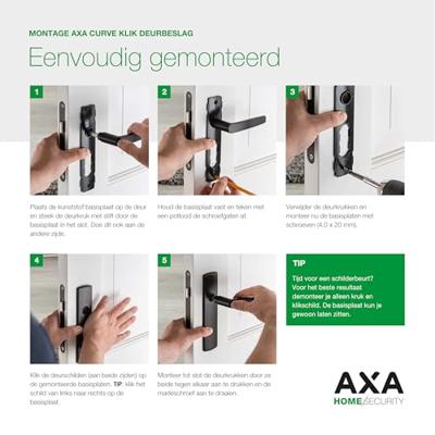 AXA AXA Curve klik deurkruk Blok op rozet met profielcilinderrozetten - aluminium/zwart AXA AXA Curve klik deurkruk Blok op rozet met profielcilinderrozetten - aluminium/zwart