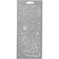 Creativ Company Stickers, unicorn, vel 10x23 cm, zilver, 1 vel - thumbnail