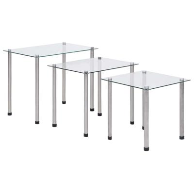 VidaXL 3-delige tafeltjesset gehard glas transparant VidaXL 3-delige tafeltjesset gehard glas transparant