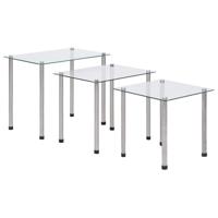 VidaXL 3-delige tafeltjesset gehard glas transparant - thumbnail