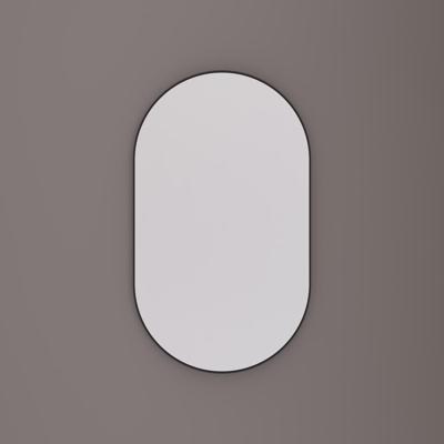 HIPP Design Toiletspiegel Ovaal - Recht 40 x 60 x 5 cm - Mat Zwart - Industrieel Metalen Frame