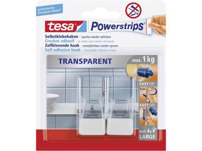 tesa POWERSTRIPS® Zelfklevende haak Large Transparant, Wit Inhoud: 2 stuk(s) tesa POWERSTRIPS® Zelfklevende haak Large Transparant, Wit Inhoud: 2 stuk(s)