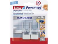 tesa POWERSTRIPS® Zelfklevende haak Large Transparant, Wit Inhoud: 2 stuk(s) - thumbnail