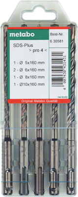 Metabo 630581000 Hamerboorset 5-delig 5 mm, 6 mm, 8 mm, 10 mm Gezamenlijke lengte 160 mm SDS-Plus 5 stuk(s)