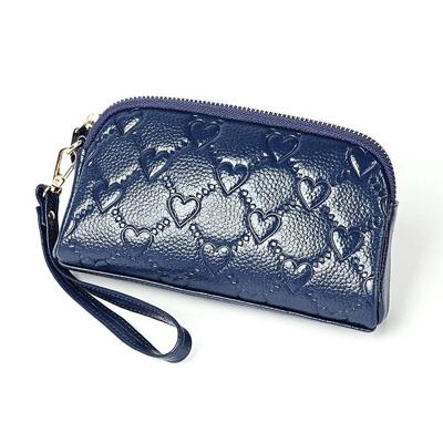 2025 multifunctionele Litchi textuur vrouwen grote capaciteit hand portemonnee shell tas met kaartsleuven (Sapphire Blue)