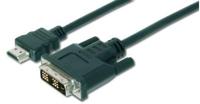 Digitus AK-330300-020-S HDMI-kabel HDMI / DVI Adapterkabel HDMI-A-stekker, DVI-D 18+1-polige stekker 2.00 m Zwart Schroefbaar - thumbnail