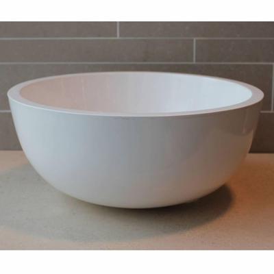 Waskom Luca Sanitair Rond 39x39x17 cm Mineral Stone 8 mm Dik Glans Wit Luca Sanitair