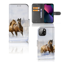 iPhone 13 Mini | Telefoonhoesje | Met pasjeshouder | Paarden - thumbnail