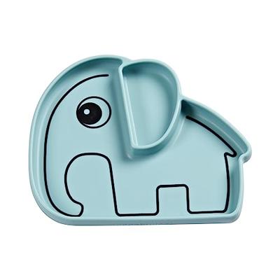 Bord DONE BY DEER Stick&Stay Olifant in silicone blauw - thumbnail