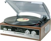 Soundmaster PL186H Retro Vintage Nostalgische platenspeler met ingebouwde luidsprekers en radio hoofdtelefoonaansluiting 3 snelheden 33/45/78 RPM stereoluidsprekers - thumbnail