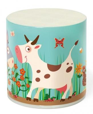 Scratch dierengeluid koe 6 cm blauw/wit