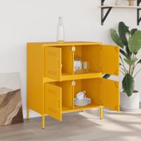 Dressoir 68x39x79 cm staal mosterdgeel - thumbnail