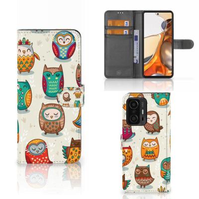 Xiaomi 11T | 11T Pro | Telefoonhoesje | Met pasjeshouder | Vrolijke Uilen