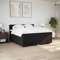 Boxspring met matras stof zwart 200x200 cm - thumbnail