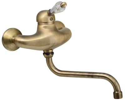 Inbouw Wastafelmengkraan Sapho Kirké 1-hendel Kristal Retro Uitloop Gebogen 20 cm Brons