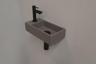 INK Versus Fonteinset - 36x18x9cm - wasbak rechts - 1 kraangat - Quartz beton/mat zwart 1805130