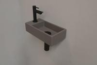 INK Versus Fonteinset - 36x18x9cm - wasbak rechts - 1 kraangat - Quartz beton/mat zwart 1805130 - thumbnail