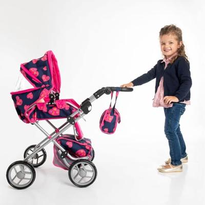 Amia poppenwagen met tas, in hoogte verstelbaar