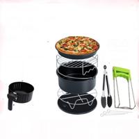 7 in 1 lucht friteuse accessoires 7-delige set voor 3.5-5.8 QT type bakwagen dubbellaagse Grill (zwart) - thumbnail