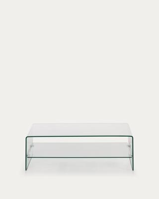 Kave Home Glazen Salontafel 'Burano' met onderplank, 110 x 55 cm Kave Home Glazen Salontafel 'Burano' met onderplank, 110 x 55 cm
