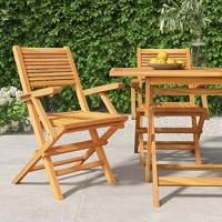 Tuinstoelen inklapbaar 2 st 55x62x90 cm massief teakhout - thumbnail