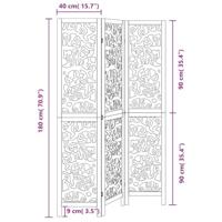 Kamerscherm met 3 panelen massief paulowniahout zwart - thumbnail