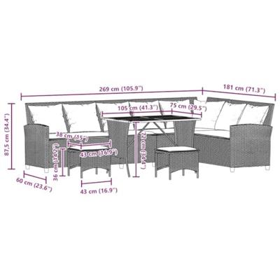 4-delige Tuinbankstel met kussens L-vormig beige poly rattan