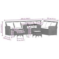 4-delige Tuinbankstel met kussens L-vormig beige poly rattan - thumbnail