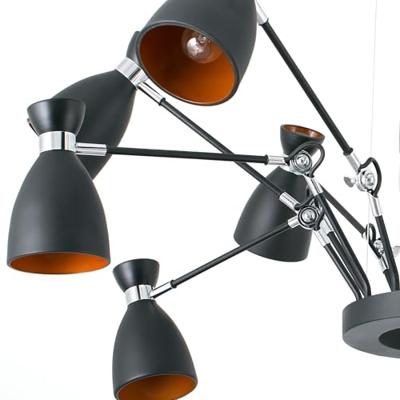 Retro hanglamp 12 armen zwart met chroom accent is een designlamp van Alex & Manel Llusca jaren 60