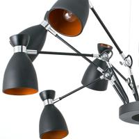 Retro hanglamp 12 armen zwart met chroom accent is een designlamp van Alex & Manel Llusca jaren 60 - thumbnail
