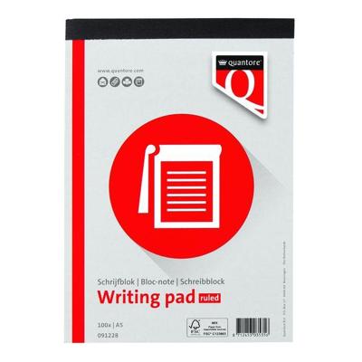 Schrijfblok Quantore A5 lijn 100vel 60gr | 5 stuks