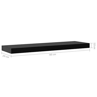 Wandschappen zwevend 2 st 80x20x3,8 cm zwart - thumbnail