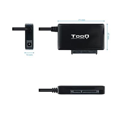 TOOQ TQHDA-01A USB-A naar SATA-adapter voor 2,5-inch en 3,5-inch harde schijven met voeding, zwart
