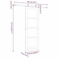 Schuifdeur met Hardware Set 73,5x211 cm Van Massief Vurenhout - thumbnail