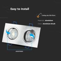 Mallorca Dubbel LED Inbouwspot - Kantelbaar armatuur - 91x180 mm - GU10 Fitting incl. lamphouder - Vierkant - IP20 voor binnen - RVS - thumbnail