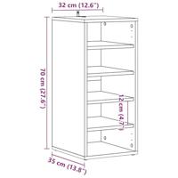 Schoenenkast 32x35x70 cm bewerkt hout oud houtkleurig - thumbnail