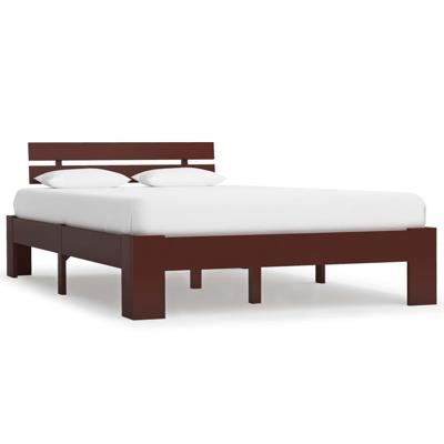 Bedframe massief grenenhout donkerbruin 120x200 cm