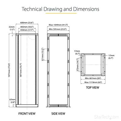 Wand patchkast Startech 4POSTRACK42