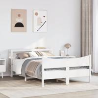 Bedframe met hoofdbord massief grenenhout wit 150x200 cm - thumbnail